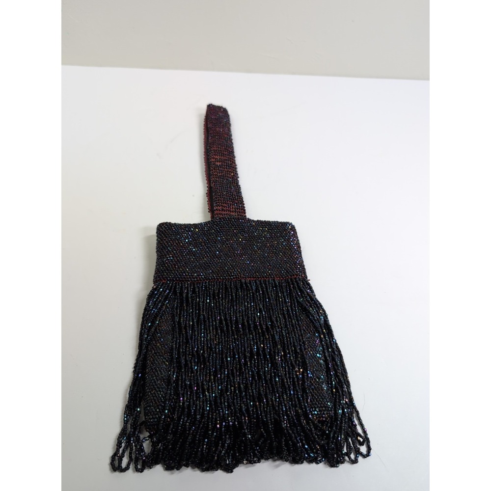 Roaring‎ 20's Antique Flapper Beaded Fringe Purse Dance Bag, Micro AB Iridescent